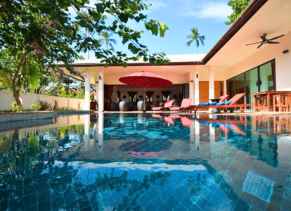 Modern 4 bedroom pool villa on Bang Po beach.